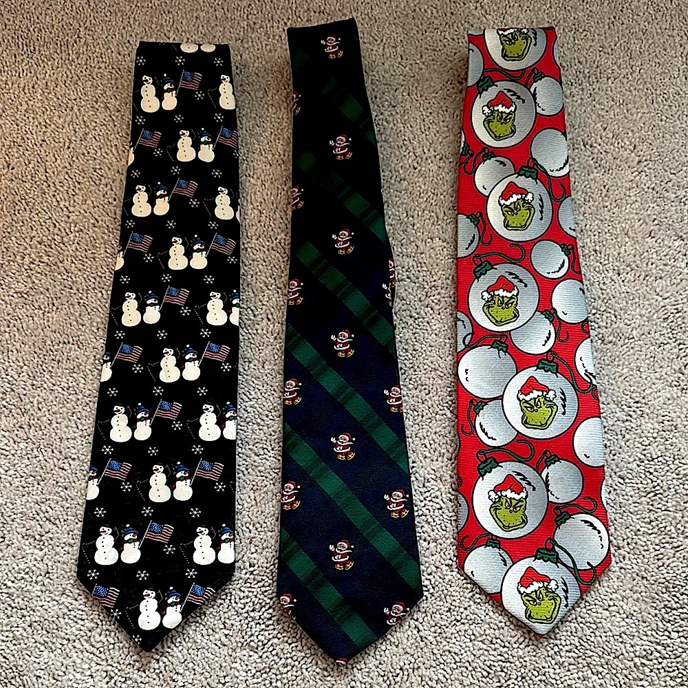 Festive Holiday Ties Set - Snowman, Santa, Dr Seuss the Grinch